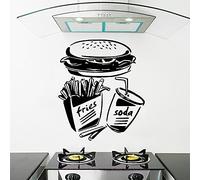 YANDAOFANG Hamburger Frites Vinyle Autocollant Mural pour Burger Shop Décor Intérieur Cuisine Décor Amovible Vinyle Autocollant Mural 43X50 cm