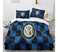 YANDAOFANG Parure de lit Inter Milan imprimée en 3D, Parure de lit Double Simple pour Enfants et Adultes, Parure de lit en Microfibre Douce avec Fermeture éclair Invisible (50 x 75 cm)