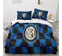 YANDAOFANG Parure de lit Inter Milan imprimée en 3D, Parure de lit Double Simple pour Enfants et Adultes, Parure de lit en Microfibre Douce avec Fermeture éclair Invisible (50 x 75 cm)
