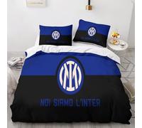 YANDAOFANG Parure de lit Inter Milan imprimée en 3D, Parure de lit Double Simple pour Enfants et Adultes, Parure de lit en Microfibre Douce avec Fermeture éclair Invisible (50 x 75 cm)