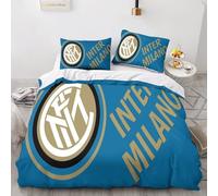 YANDAOFANG Parure de lit Inter Milan imprimée en 3D, Parure de lit Double Simple pour Enfants et Adultes, Parure de lit en Microfibre Douce avec Fermeture éclair Invisible (50 x 75 cm)