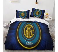 YANDAOFANG Parure de lit Inter Milan imprimée en 3D, Parure de lit Double Simple pour Enfants et Adultes, Parure de lit en Microfibre Douce avec Fermeture éclair Invisible (50 x 75 cm)
