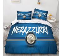 YANDAOFANG Parure de lit Inter Milan imprimée en 3D, Parure de lit Double Simple pour Enfants et Adultes, Parure de lit en Microfibre Douce avec Fermeture éclair Invisible (50 x 75 cm)