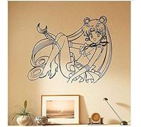 YANDAOFANG Sailor Moon Autocollant Vinyle Autocollant Mural pour Chambre d'enfants Salon Décoration Murale Amovible Autocollant Mural pour Enfants 58X75 cm