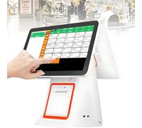 YANDDEA Caisse enregistreuse Tout-en-Un avec Double écran Tactile, système de Point de Vente pour Petites Entreprises, 8 Go de RAM, SSD de 128 Go, imprimante, tiroir-Caisse et Logiciel Inclus White-A