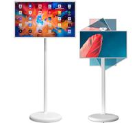 YANDDEA Téléviseur Portable à écran Tactile Mobile 21,5"/24"/27"/32", Smart TV Mobile 4K UHD, téléviseur d'extérieur Rotatif avec caméra 5 MP, Support de Sol réglable et pivotant à 360° 32in/4+64G