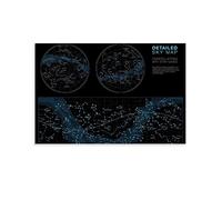 YANDING Higly Poster de carte du ciel détaillé - Constellations avec noms d'étoiles - Toile décorative pour salon, chambre à coucher, 60 x 90 cm