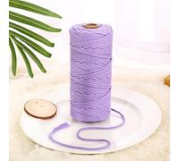 YANEN Fil de macramé - 3 mm x 100 m - Emballage individuel - Fil uni - Cordon en coton pour bricolage, artisanat, tricot, bohème, décoration murale, lavande