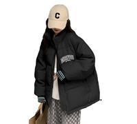 yanenrun Manteau Inter pour Femmes, Parka Bouffante, Veste Rembourrée en Coton, Mode Coréenne, Chaud Y2k, Hauts Brodés Épais,Noir,L