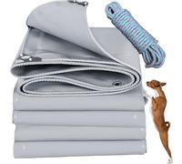 YANFEILI Bâche de Jardin,4.5x4.5m 520g/m² Protection PVC Couverture Protection Parasol Abri Auvent Imperméable pour Hamac Pique-Nique Randonnée Gris