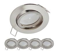 YanFeiYit | Spot LED encastrable 3W | Ultra plat, profondeur d'encastrement 25mm | Ø68mm diamètre du trou de perçage | Luminaire encastrable Chrome mat | 230V | Dimmable Blanc chaud | Set 5
