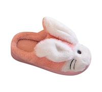 YANFJHV Bébé Fille Imprimé Lapin Imprimé Chaussures Fourrure Intérieur Maison Chaussons Chauds Dinosaures Pantoufles Enfants (Rose, 32)