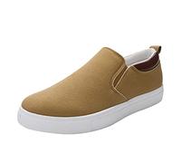 YANFJHV Chaussures de course pour homme - Chaussures de sport extra larges - Chaussures basses plates sans laçage - Chaussures de loisirs - Couleur unie - Semelle souple - Baskets flexibles