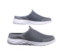 YANFJHV Chaussures d'été pour homme - Chaussures orthopédiques pour diabétiques - Sabots et mules - Chaussures de marche à enfiler - Semelle souple - Pantoufles en maille respirante, gris, 43 EU