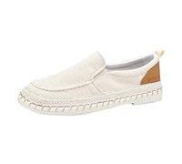 YANFJHV Chaussures en toile pour homme - Chaussures à enfiler - Couleur unie - Mocassins en lin - Flexibles - Chaussures de loisirs - Extra larges - Chaussures de course - Sans mains - Chaussures