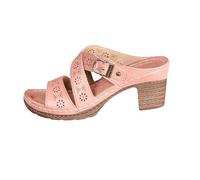 YANFJHV Mules à talon bloc pour femme - Sandales compensées à bout ouvert avec boucle - Bouche de poisson - Talons hauts - Antidérapantes - Sandales creuses - Sandales de plage, Rose, 41 EU