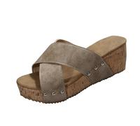 YANFJHV Sandales à talon compensé pour femme - Sandales compensées à enfiler - Sandales compensées avec sangle croisée - Sandales d'été confortables - Sandales de loisirs antidérapantes - Tailles 36 à