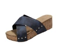 YANFJHV Sandales à talon compensé pour femme - Sandales compensées à enfiler - Sandales compensées avec sangle croisée - Sandales d'été confortables - Sandales de loisirs antidérapantes - Tailles 36 à