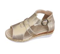 YANFJHV Sandales ouvertes pour femme - En cuir verni - Sandales compensées à talons hauts - Sandales creuses - Respirantes - Avec boucle - Chaussures orthopédiques - Bouche de poisson - Sandales
