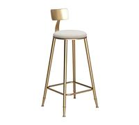 YANG11FAN Confortable Chaise de Bar Nordique à la Mode, Chaise Salle Manger en Fer doré, Haute avec Dossier, adaptée aux Bars et cafés(Blanc,60CM)