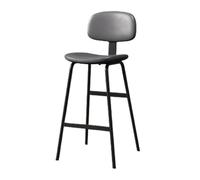 YANG11FAN Confortable Gray Soft Cover Backrest High Stool Iron Restaurant Bar Chair 75cm