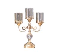 YANG11FAN Décoration d'intérieur Bougeoir Simple à Trois têtes en métal et Verre, décoration de Salon, Table Manger, Mariage Centre de Table(Petit)