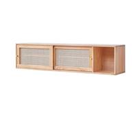 YANG11FAN Installation Bibliothèque Murale Suspendue avec Porte tissée en Vigne, Armoire de Rangement Bois, présentoir for Organisateur Bureau et Maison