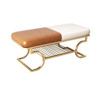 YANG11FAN Multifonctionnel Banc à Chaussures for entrée, Banc de Rangement for 2 Niveaux avec étagères Ouvertes, Moderne siège rembourré en Cuir, for Salon, Chambre Coucher(Gold,160x38x42cm)