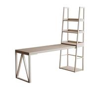 YANG11FAN Poste de Travail PC Bureau d'étude Moderne avec Cadre en métal, Bureau d'angle avec Rangement, Table PC et bibliothèque à 4 Niveaux(S)