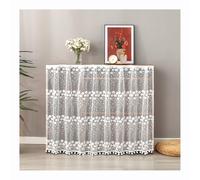 YANGAFJDUA Dentelle Rideau Cuisine Court sous Evier avec des Pompons, Auto-Adhésif Rideaux Courts Cuisine, Anti-Poussière Petit Rideau Occultant Fenetre pour Armoire, Cuisine,B,100x70cm/39x28in