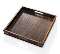 Yangbaga Plateau de Service Rectangulaire en Bois 33x 33 cm avec Poignées pour Vaisselle, Boissons, Petit-déjeuner, Réception de Fête ouPlateau Décoratif