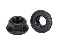 YANGC 1/20 pièces DIN6923 M2.5 M3 M4 M5 M6 M8 M10 M12 M14 M16 Écrou à embase hexagonale crantée en acier inoxydable 304 plaqué noir(3pcs M10)