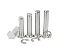YANGC 1 à 10 pièces M3 M4 M5 M6 304 acier inoxydable tête plate avec axe rainuré axe de circlip axe de positionnement axe cylindrique(M6x16-5pcs)