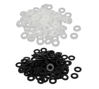 YANGC 100/200/400 pièces M2 M2.5 M3 M4 M5 M6 M8 M10 Rondelle plate en nylon blanc et noir, entretoise, joint d'isolation, cale, anneau isolant(M8x16x1.4mm Black,200Pcs)
