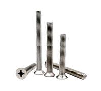 YANGC Allongé M2 M2.5 M3 M3.5 M4 M5 M6 M8 3-100mm croix plate tête fraisée vis boulon A2-70 304 acier inoxydable(55mm,10pcs M4)