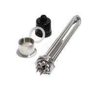 YANGC Élément chauffant électrique DN40 de 1 1/2 pouce avec accessoire, 3 kW/4,5 kW/6 kW/9 kW/12 kW, avec vis de mise à la terre et sonde.(3,380V,12KW 355mm 304SUS)