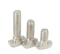 YANGC Lot de 10 boulons à tête marteau en acier nickelé M5 M6 M8 T, vis de connexion en aluminium for profilés en aluminium EU20/30/40/45(16mm x10pcs,EU30-M6)