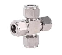 YANGC Té coudé croisé 1/8 "1/4" 3/8 "1/2" 3/4 "1" 3 4 5 6 8 10-30mm OD Double virole Compression Union connecteur 304 acier inoxydable(Cross,8mm)