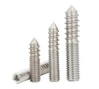 YANGC Vis à bois M4 M5 M6 M8 M10 à six pans creux, double tête pointue, filetage à une extrémité, vis autotaraudeuse en acier inoxydable 304(M6x40-1pcs)