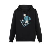 YANGDUJUN DJ Spock Dance Music Decks Turntable Mens Hoodies Casual Cotton Unisex Black Sweatshirts 3XL