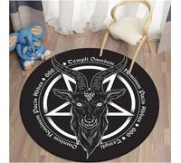 YANGECHEN Gothique Noir Chat Rond Tapis Satanique Chat Empalé Trône Cercle Tapis Salon Chambre Décor Tapis De Sol Dessin Animé Chaise Tapis 60Cm