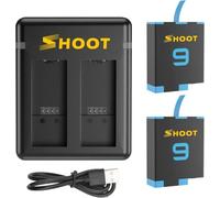 Yangers 2 Pièces Batterie Li-ION Rechargeables 1800 mAh Remplacer Batterie avec Double Chargeur USB pour GoPro Hero 9 10 11 12 caméra d'action