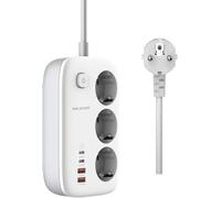 Yangers 3250W Multiprise avec Interrupteur parafoudre USB C 65W PD GaN Chargeur, 3 Prise Electrique Extension Strip 2m Cable, Rapide USB A QC3.0 Adaptateur de Socket pour PC Maison Bureau