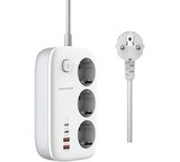 Yangers 3250W Multiprise USB Secteur 4 Ports, Multiprise Connectée 3 Prises 2m, PD 65W GaN Chargeur Rapide USB Type C QC3.0, Adaptateur de Prise Power Strip avec 2 USB C 2 USB A pour Maison Bureaux