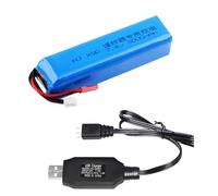 Yangers Batterie de rechange Lipo RC 7,4 V 3000 mAh 2S avec connecteur JST avec chargeur USB pour Frsky Taranis X9D Plus Flysky émetteur à distance récepteur FPV lunettes Airsoft Toys Drone
