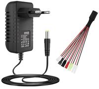 Yangers Chargeur de batterie universel 2,4 V-12 V NiMh avec Tamiya/Mini Tamiya/SM 2P / JST/XH/Futaba - Chargeur de batterie RC pour 2-10S NIMH/NICD