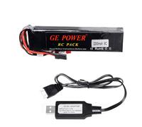 Yangers Connecteur de batterie Lipo JST JR FUTABA 11,1 V 2200 mAh avec chargeur USB pour radiolink AT9 AT10 T8FB WFLY WFT09 Walkera DEVO7 Flysky