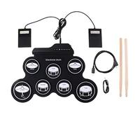 Yangers Kits de batterie électrique pour les débutants, Pads de batterie enroulable pliable et portatifs numériques avec 2 pédales et 2 bâtons pour cadeau de démarrage