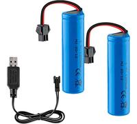 Yangers Lot de 2 batteries Li-ion rechargeables 15C SM-2P 3,7 V 1200 mAh avec chargeur USB pour voiture télécommandée hors route camion Jumper Véhicule Drift Monster Toys