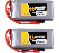 Yangers Lot de 2 batteries Lipo rechargeables 6,6 V 2200 mAh avec connecteur JST FUTABA pour émetteur Futaba 18SZ 14SZ 10J T8J T6J 7PX 4PX 4PV 4PLS 4PK 3PK 3PV jouets télécommandés